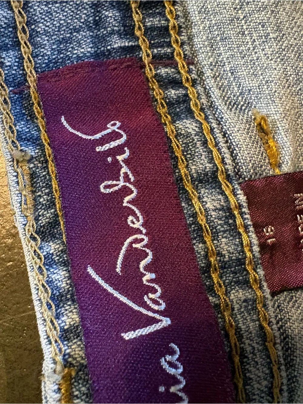 Gloria Vanderbilt Denim Jeans with Purple Label and Gold Stitching